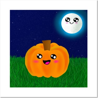 Cute Little Pumpkin and the Moon! Posters and Art